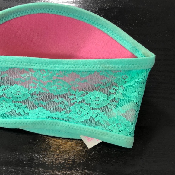 Victoria’s Secret Pink XS Lace Bandeau Teal/Pink - Picture 4 of 7